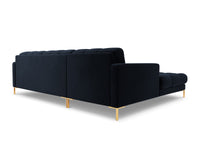 Cosmopolitan Design - Divano angolare sinistro "Bali" 5 posti in velluto blu scuro 