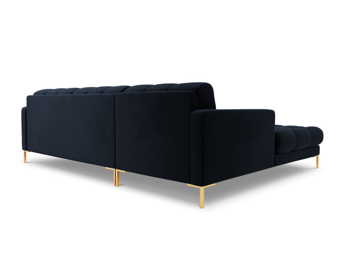 Cosmopolitan Design - Divano angolare sinistro "Bali" 5 posti in velluto blu scuro 