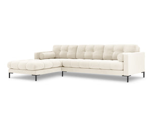Cosmopolitan Design - Divano angolare sinistro "Bali" 5 posti in velluto beige chiaro 