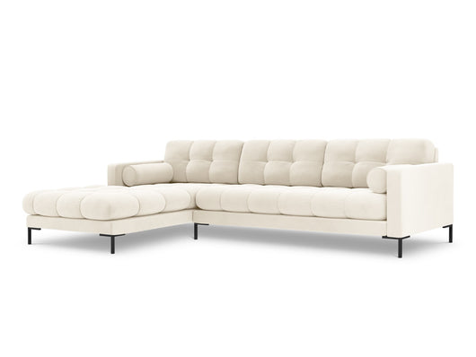 Cosmopolitan Design - Divano angolare sinistro "Bali" 5 posti in velluto beige chiaro 