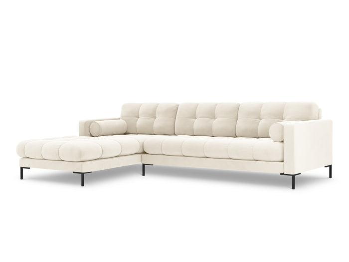 Cosmopolitan Design - Divano angolare sinistro "Bali" 5 posti in velluto beige chiaro 