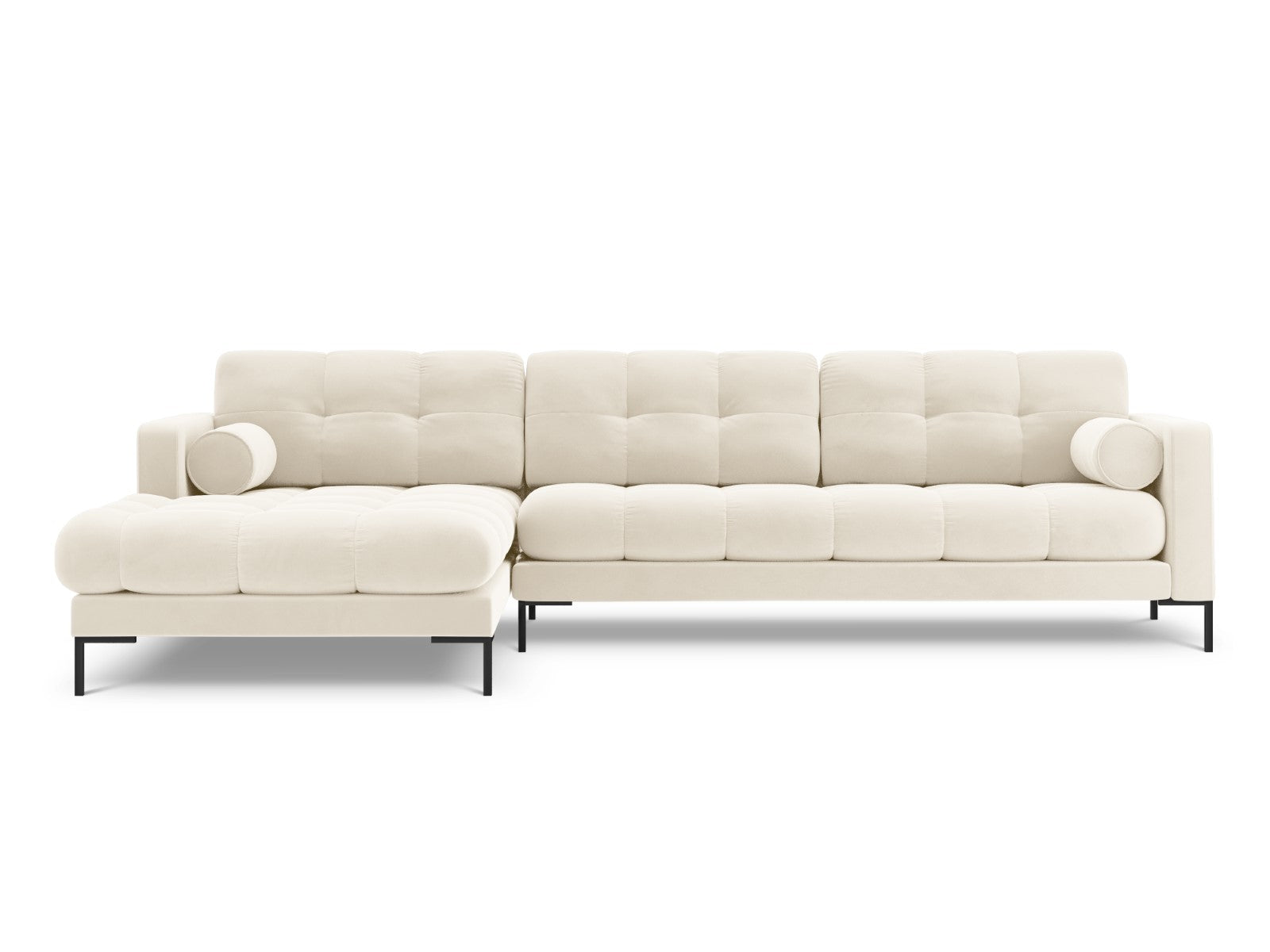 Cosmopolitan Design - Divano angolare sinistro "Bali" 5 posti in velluto beige chiaro 