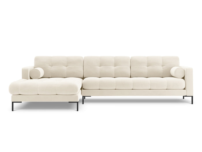 Cosmopolitan Design - Divano angolare sinistro "Bali" 5 posti in velluto beige chiaro 