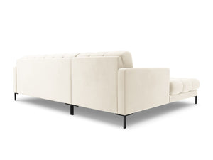 Cosmopolitan Design - Divano angolare sinistro "Bali" 5 posti in velluto beige chiaro 