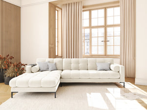 Cosmopolitan Design - Divano angolare sinistro "Bali" 5 posti in velluto beige chiaro 