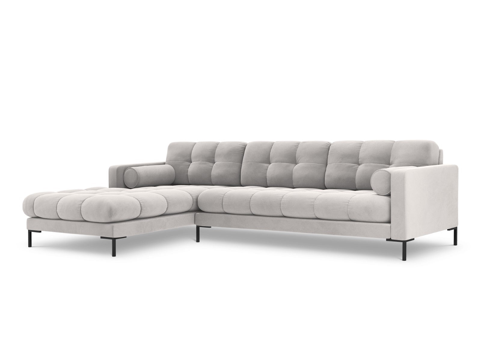 Cosmopolitan Design - Divano angolare sinistro "Bali" 5 posti in velluto argento 