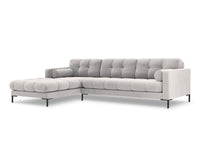 Cosmopolitan Design - Divano angolare sinistro "Bali" 5 posti in velluto argento 