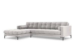 Cosmopolitan Design - Divano angolare sinistro "Bali" 5 posti in velluto argento 