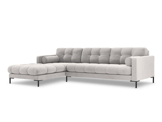 Cosmopolitan Design - Divano angolare sinistro "Bali" 5 posti in velluto argento 