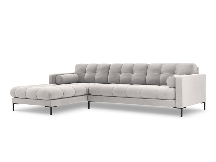 Cosmopolitan Design - Divano angolare sinistro "Bali" 5 posti in velluto argento 