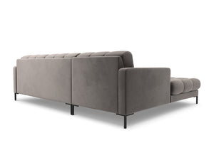 Cosmopolitan Design - Divano angolare sinistro "Bali" 5 posti in velluto grigio chiaro 