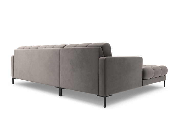 Cosmopolitan Design - Divano angolare sinistro "Bali" 5 posti in velluto grigio chiaro 