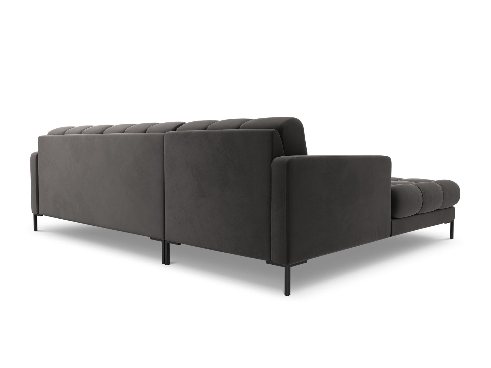 Cosmopolitan Design - Divano angolare sinistro "Bali" 5 posti in velluto grigio scuro 