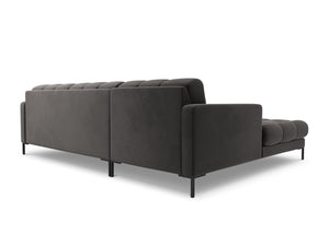 Cosmopolitan Design - Divano angolare sinistro "Bali" 5 posti in velluto grigio scuro 