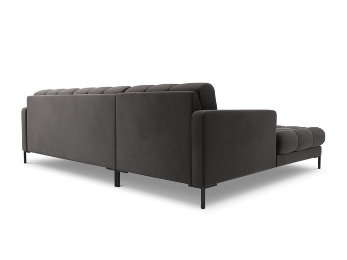 Cosmopolitan Design - Divano angolare sinistro "Bali" 5 posti in velluto grigio scuro 