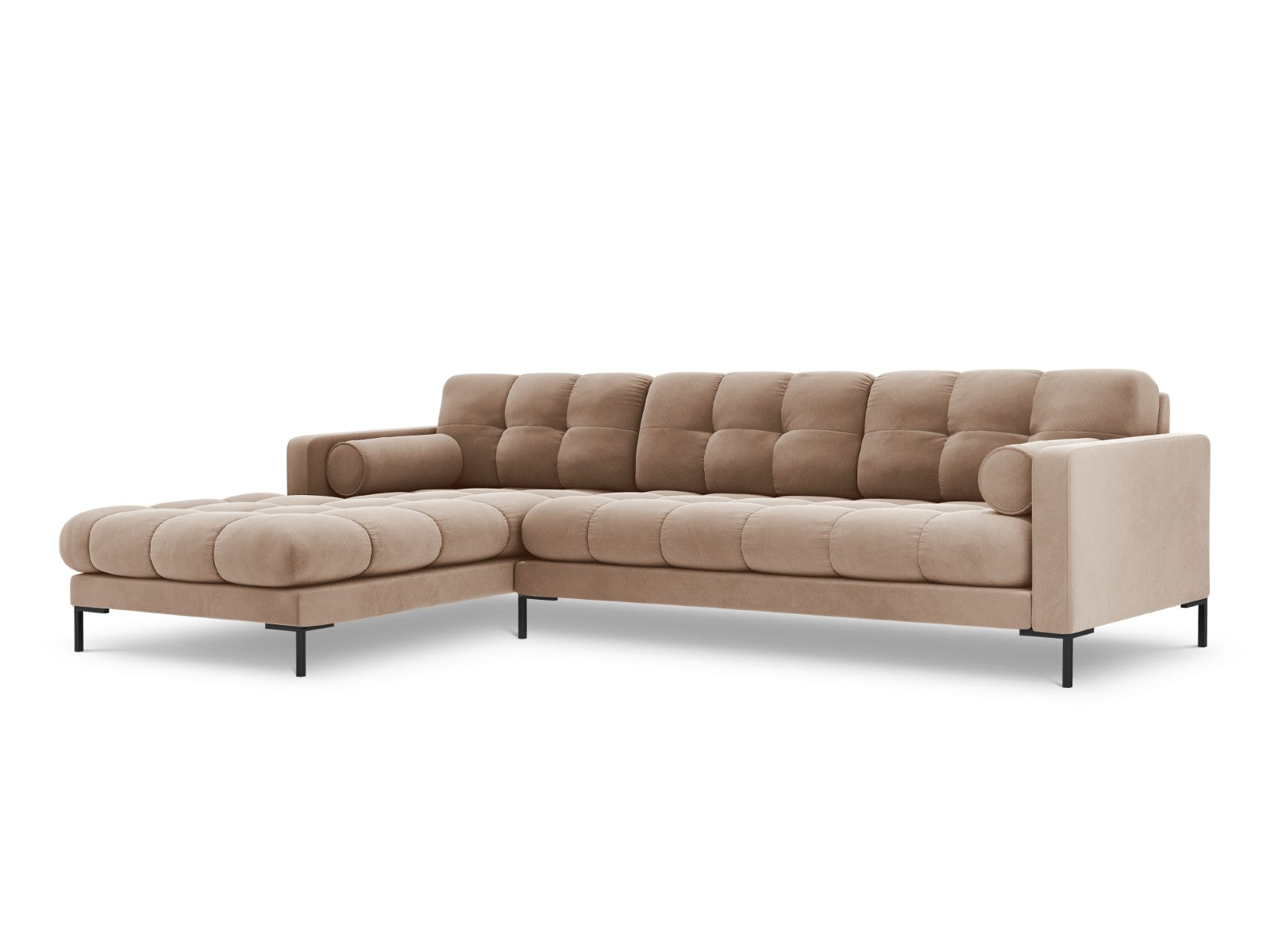 Cosmopolitan Design - Divano angolare sinistro "Bali" 5 posti in velluto beige 