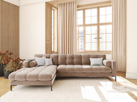 Cosmopolitan Design - Divano angolare sinistro "Bali" 5 posti in velluto beige 