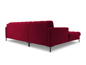 Cosmopolitan Design - Divano angolare sinistro "Bali" 5 posti in velluto rosso 