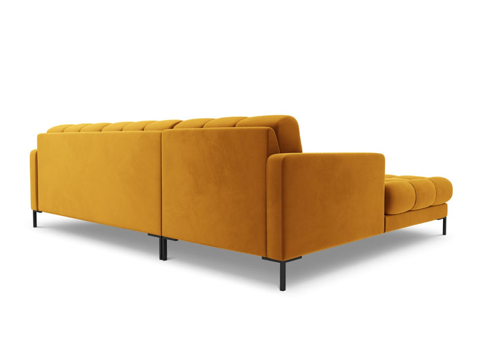 Cosmopolitan Design - Divano angolare sinistro "Bali" 5 posti in velluto giallo 