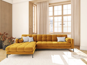 Cosmopolitan Design - Divano angolare sinistro "Bali" 5 posti in velluto giallo 