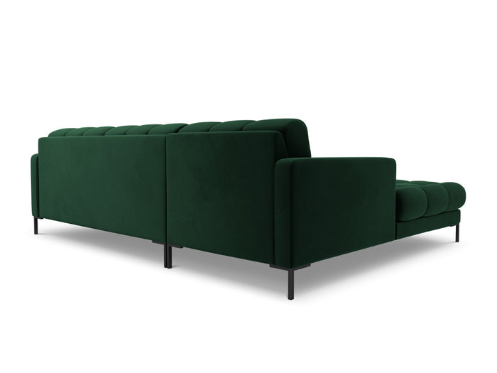 Cosmopolitan Design - Divano angolare sinistro "Bali" 5 posti in velluto verde bottiglia 