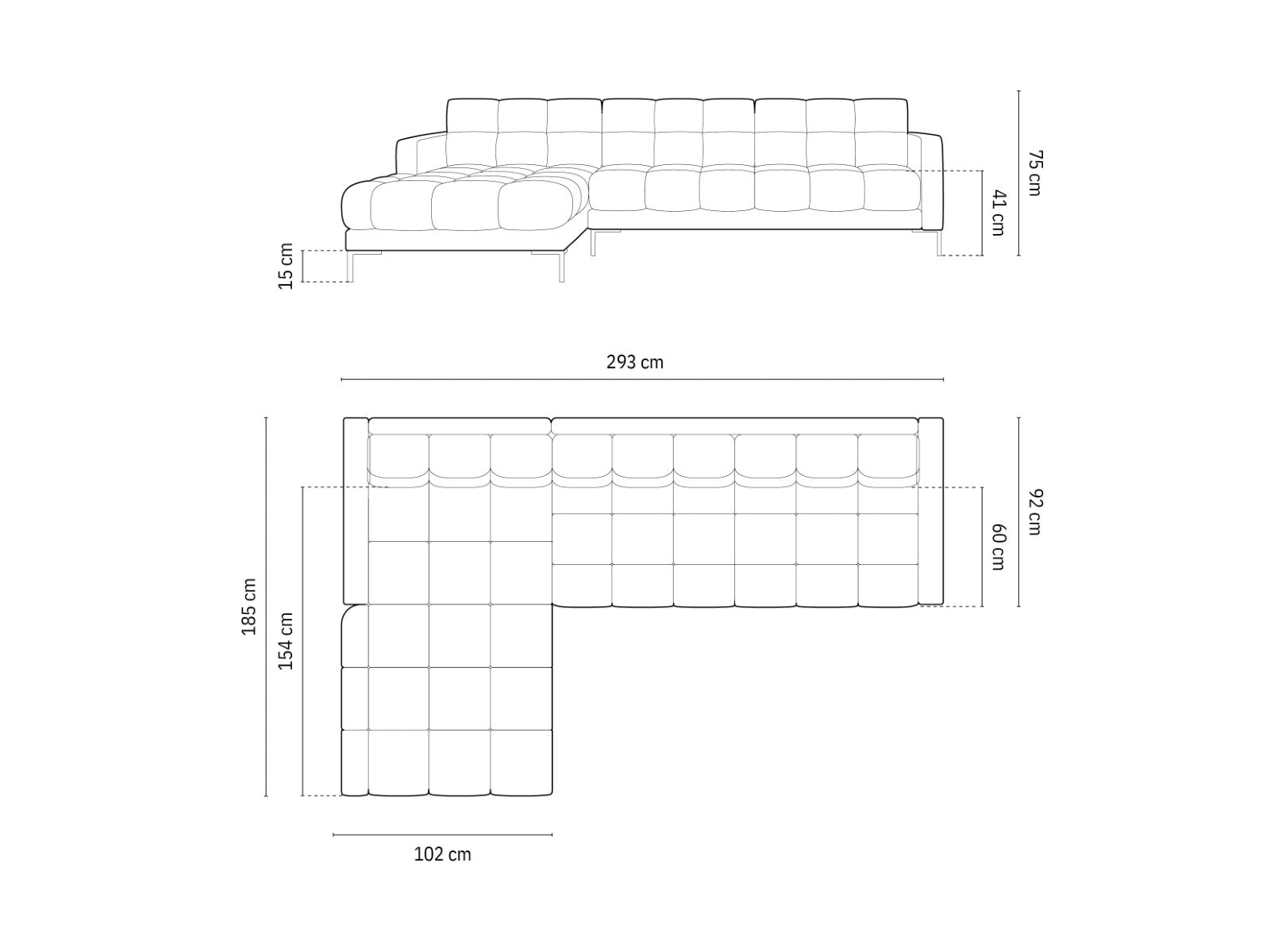 Cosmopolitan Design - Divano angolare sinistro "Bali" 5 posti in velluto blu reale 