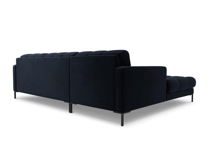 Cosmopolitan Design - Divano angolare sinistro "Bali" 5 posti in velluto blu scuro 