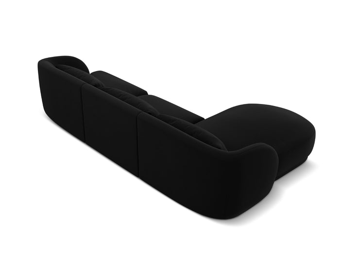 Cosmopolitan Design - Divano angolare sinistro "Tulum" 4 posti in velluto nero 