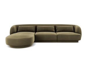 Cosmopolitan Design - Divano angolare sinistro "Tulum" 4 posti in velluto verde 