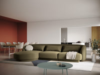 Cosmopolitan Design - Divano angolare sinistro "Tulum" 4 posti in velluto verde 