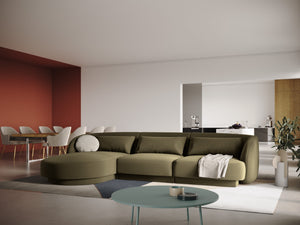 Cosmopolitan Design - Divano angolare sinistro "Tulum" 4 posti in velluto verde 