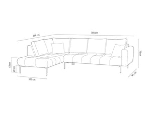 Cosmopolitan Design - Divano angolare sinistro "Hastings" 5 posti in velluto blu reale 