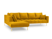 Cosmopolitan Design - Divano angolare sinistro "Hastings" 5 posti in velluto giallo 
