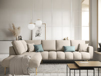 Cosmopolitan Design - Divano angolare sinistro "Hastings" 5 posti in velluto beige 