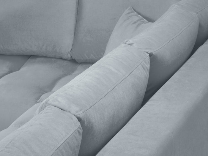 Cosmopolitan Design - Divano angolare sinistro "Hastings" 5 posti in velluto azzurro 