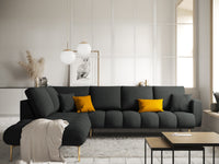 Cosmopolitan Design - Divano angolare sinistro "Hastings" 5 posti in velluto grigio scuro 