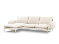Cosmopolitan Design - Divano angolare sinistro "Vienna" 5 posti in bouclé beige 