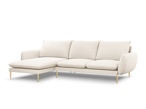 Cosmopolitan Design - Divano angolare sinistro "Vienna" 5 posti in bouclé beige 