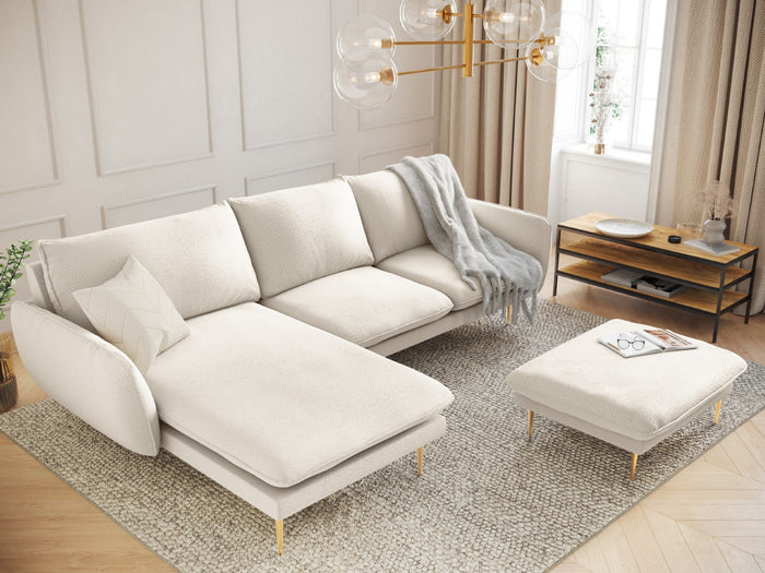 Cosmopolitan Design - Divano angolare sinistro "Vienna" 5 posti in bouclé beige 