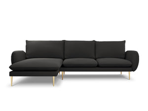 Cosmopolitan Design - Divano angolare sinistro "Vienna" 5 posti in bouclé nero 