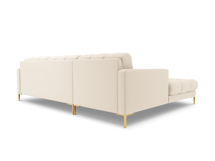 Cosmopolitan Design - Divano angolare sinistro "Bali" 5 posti in tessuto strutturato beige chiaro 