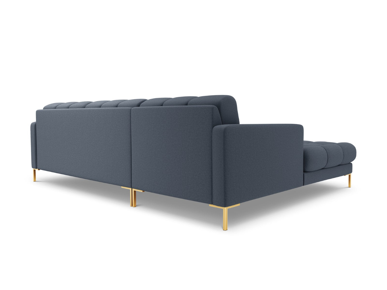 Cosmopolitan Design - Divano angolare sinistro "Bali" 5 posti in tessuto strutturato blu scuro 