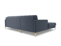 Cosmopolitan Design - Divano angolare sinistro "Bali" 5 posti in tessuto strutturato blu scuro 