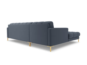 Cosmopolitan Design - Divano angolare sinistro "Bali" 5 posti in tessuto strutturato blu scuro 