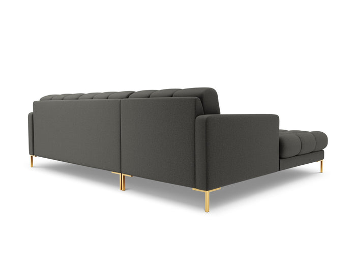 Cosmopolitan Design - Divano angolare sinistro "Bali" 5 posti in tessuto strutturato grigio scuro 