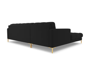 Cosmopolitan Design - Divano angolare sinistro "Bali" 5 posti in tessuto strutturato nero 