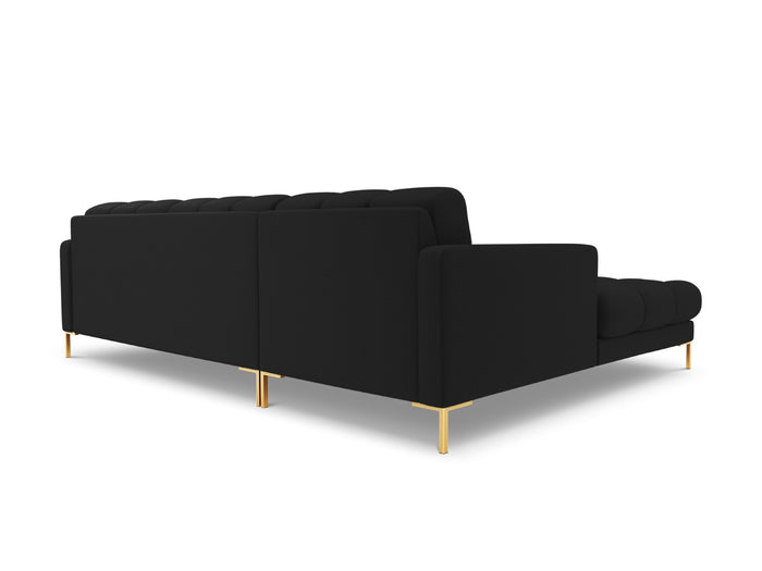 Cosmopolitan Design - Divano angolare sinistro "Bali" 5 posti in tessuto strutturato nero 