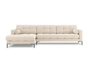 Cosmopolitan Design - Divano angolare sinistro "Bali" 5 posti in tessuto strutturato beige chiaro 