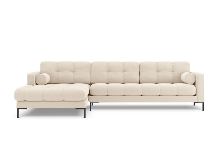 Cosmopolitan Design - Divano angolare sinistro "Bali" 5 posti in tessuto strutturato beige chiaro 