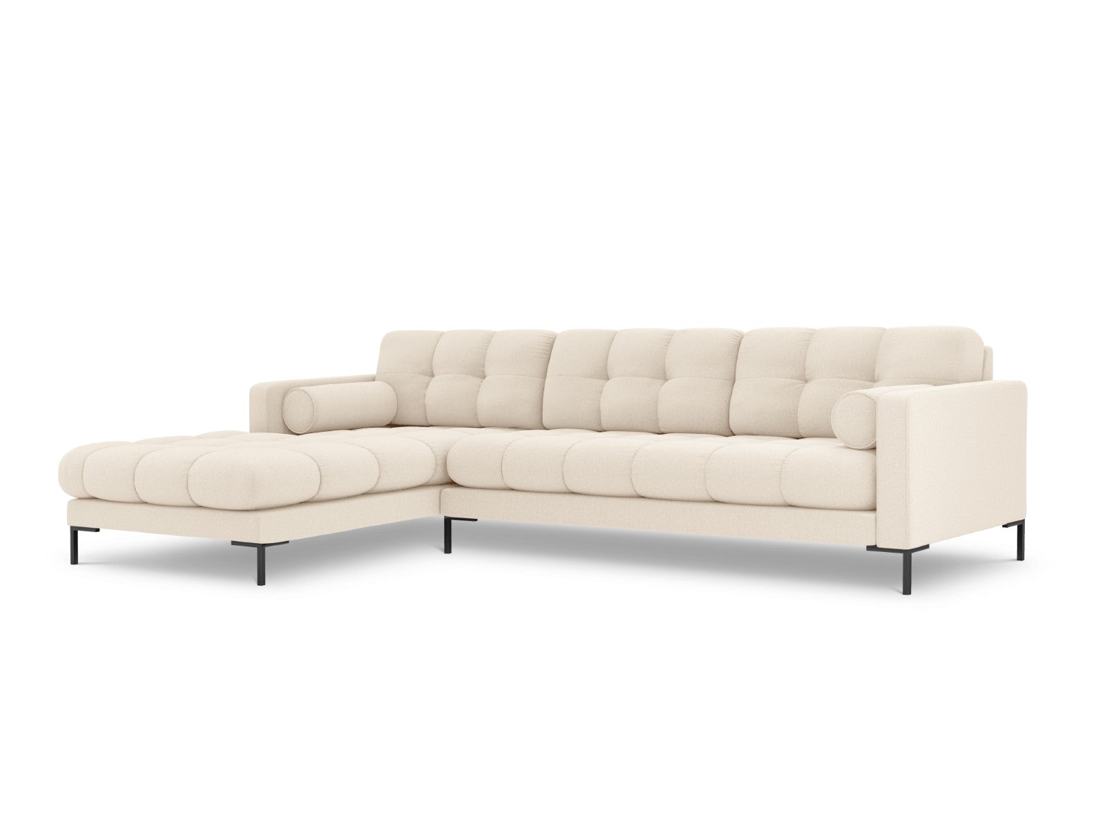 Cosmopolitan Design - Divano angolare sinistro "Bali" 5 posti in tessuto strutturato beige chiaro 